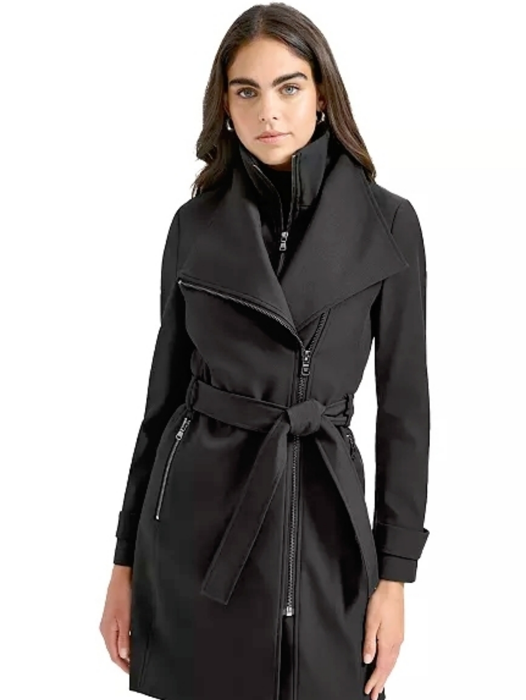 Calvin Klein Black Belted Softshell Trench Coat | Size L | Nwt
